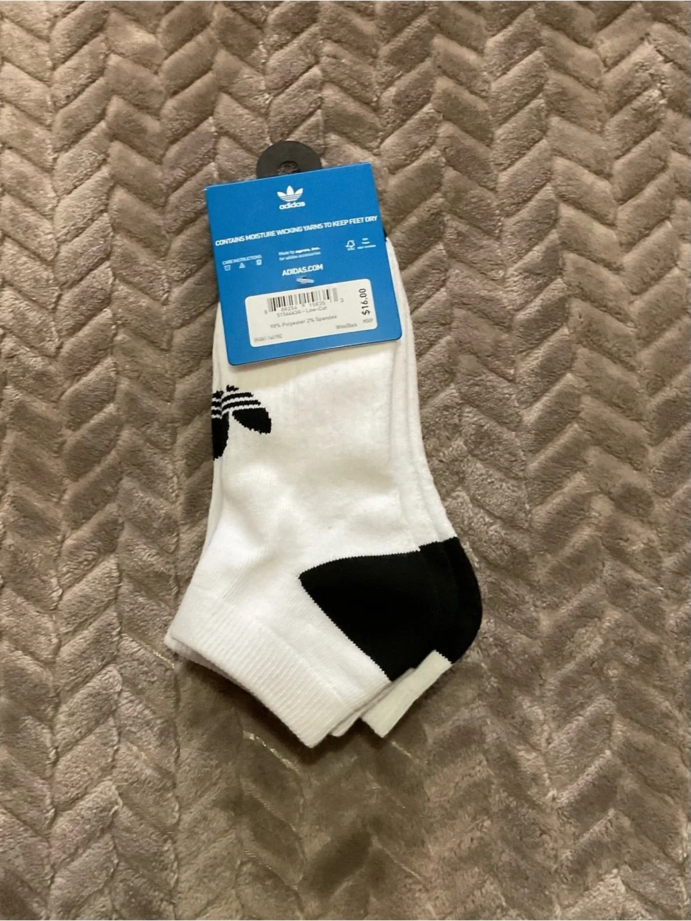 Adidas White & Black Low-Cut Athletic Socks - 3 Pair